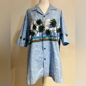 Pacific Legend Apparel Hawaiian Shirt L Button-Down Palm Tree Aloha Vacation